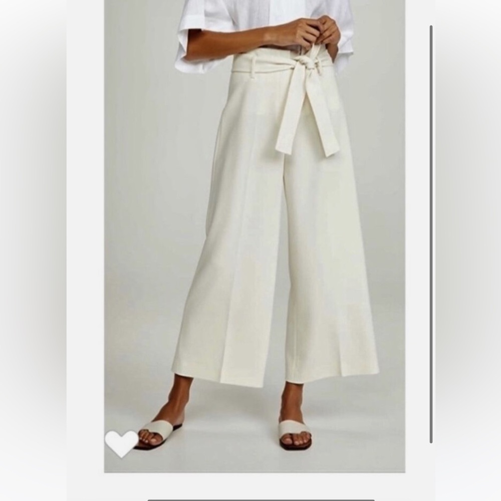 Theory belt cropped pants white size 4 nwt